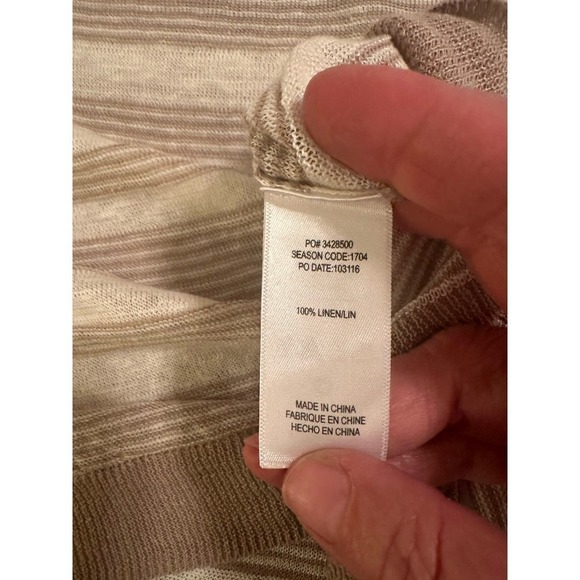 Splendid Women's Long Sleeve Linen Striped Pullover Sweater Size XL Beige White - Picture 6 of 7